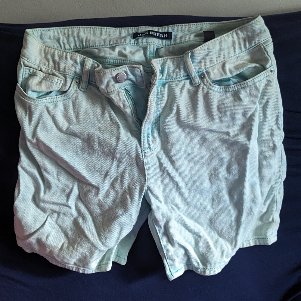 Green jean shorts